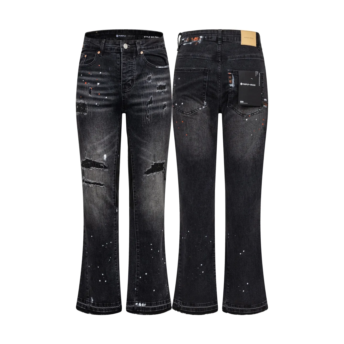 145 PURPLE BRAND 26New Arrival washed jeans with splash holes and holes. Really restores the ultimate Vintage texture. Three-dimensional version. Loose and comfortable, not picky on the figure. Makes taller and slimmer. Factory-made. Original factory quality control. Same style for men and women. Can be paired with couples. Versatile recommendation. Must-have jeans for all seasons. Hipsters have been disappointed. From the quality selection of fabrics, the tailoring of details, and the matching of patterns, they are all impeccable! The upper body is so handsome when worn...it can be easily worn by men, women and children! The craftsmanship is made of heavy-duty washed pure cotton denim fabric. After washing, it is soft and thick. It is very stylish when worn on the body. Color: Black Style number: # Size: 28 30 32 34 36